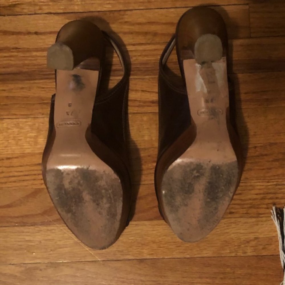 Coach Peep Toe Slingback Heels Size 7.5 - Picture 5 of 5